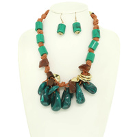 MARBLED STONE CLUSTER NECKLACE SET